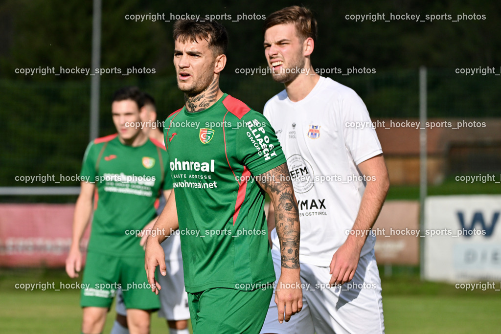 FC ASKÖ Gmünd vs. Union Matrei  | #7 Domen Potocnik FC Gmünd, #8 Benjamin Cosic Matrei, FC ASKÖ Gmünd vs. Union Matrei , FC ASKÖ Gmünd vs. Union Matrei  am 21.09.2024 in Gmünd (Sportplatz Gmünd), Austria, (Photo by Bernd Stefan)