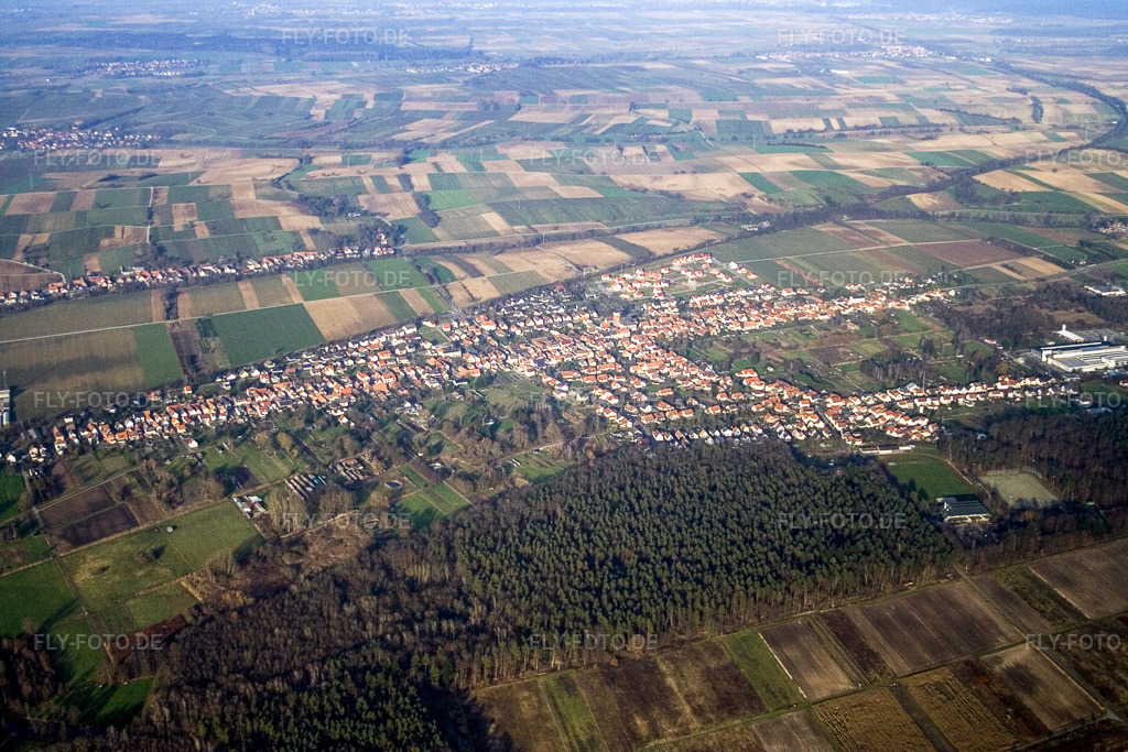 Luftbild: Schaidt von Südwesten im Ortsteil Schaidt in Wörth im Bundesland Rheinland-Pfalz in Deutschland. Foto: IMG_5140.jpg vom 29.12.2006 durch Werner Riehm/FLY-FOTO.de
