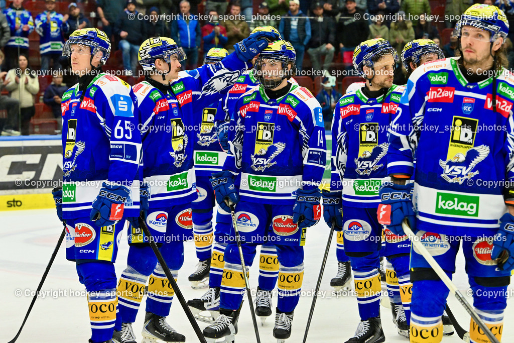 EC IDM WÄRMEPUMPEN VSV vs. MOSER MEDICAL GRAZ99ERS | Hängende Köpfe EC VSV, #65 Michael Kernberger EC VSV, #22 Nikita Scherbak EC VSV, #42 Alex Wall EC VSV, #14 Johannes Tschurnig EC VSV, EC IDM WÄRMEPUMPEN VSV vs. MOSER MEDICAL GRAZ99ERS, EC IDM WÄRMEPUMPEN VSV vs. MOSER MEDICAL GRAZ99ERS am 17.03.2026 in Villach (Stadthalle Villach), Austria, (Photo by Bernd Stefan)