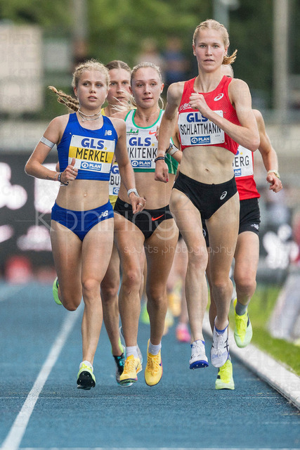 Deutsche Leichtathletik-Meisterschaften; Bochum-Wattenscheid, 25.07.2026 | Lisa Merkel (LAV Stadtwerke Tübingen), Pia Schlattmann (LG Brillux Münster), 5000m; Deutsche Leichtathletik-Meisterschaften am 25.07.2026 im Lorheide-Stadion, Bochum-Wattenscheid (Nordrhein-Westfalen).