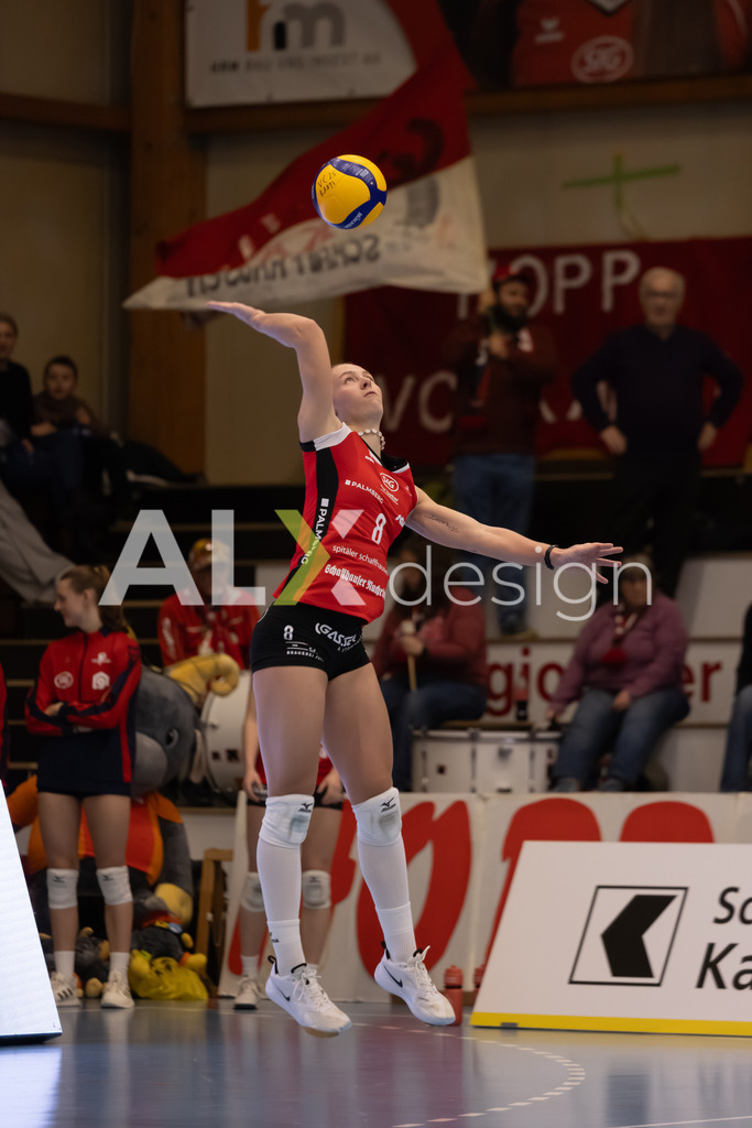 Volleyball I Frauen I Saison 2025-2026 I Volleyball NLA | Women I Round 16 I VC Kanti Schaffhausen - Viteos NUC I 31.01.2026 | 8 Lina-Marie Lieb (DE) (VC Kanti Schaffhausen) – Aussen - Realisiert mit Pictrs.com