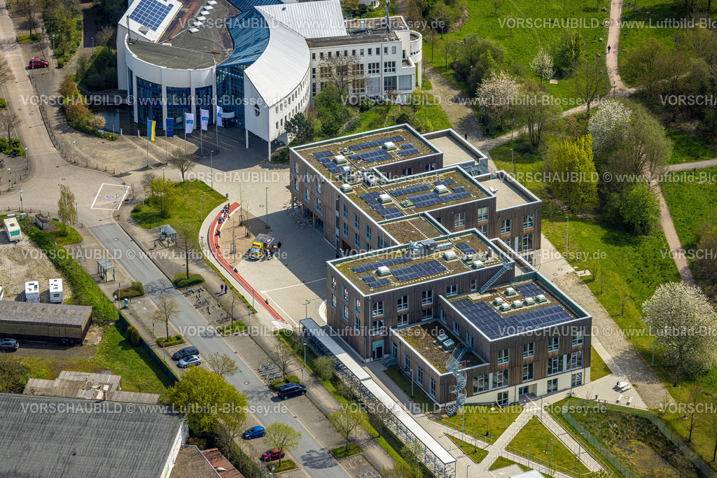 Witten230402311 | Luftbild, Universität Witten Herdecke, Campus Bibliothek in Holzbauweise, Annen, Witten, Ruhrgebiet, Nordrhein-Westfalen, Deutschland