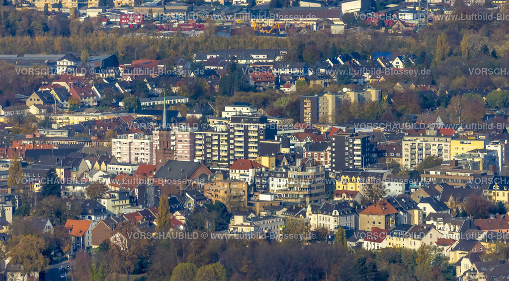 Bochum221100819 | Luftbild, evang. Friedenskirche, Wohnhäuser City, Wattenscheid, Bochum, Ruhrgebiet, Nordrhein-Westfalen, Deutschland