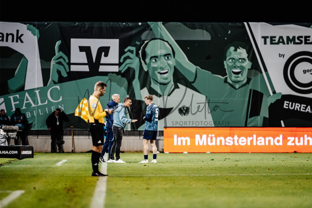 2. Bundesliga, Saison 2024/25, 7. Spieltag: SC Preußen Münster - FC Schalke 04 | Münster, 28.09.2024: 2. Bundesliga, 7. Spieltag, SC Preußen Münster gegen FC Schalke 04 im LVM-Preußenstadion in Münster. Foto: sportfotografie.ms | Markus Paletta - Realisiert mit Pictrs.com