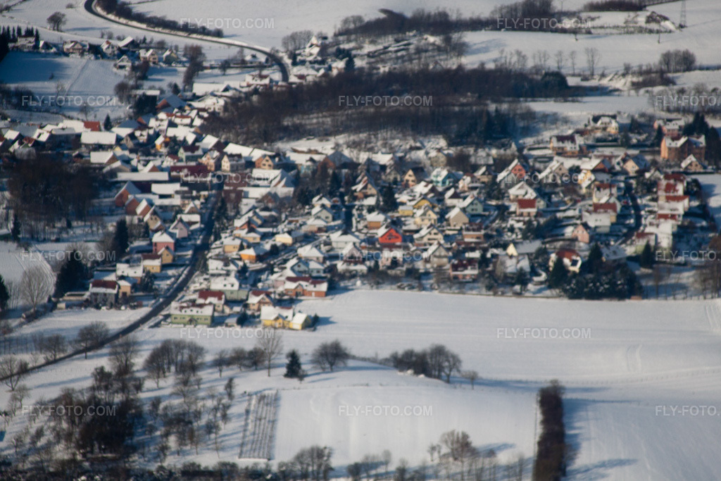 Aerial view: In winter when there is snow in Neewiller-près-Lauterbourg in the state Bas-Rhin, France.Photo: IMG_36162.jpg taken on 01/02/2011 by Werner Riehm/FLY-FOTO.comResolution of the original: 4752 x 3168 px