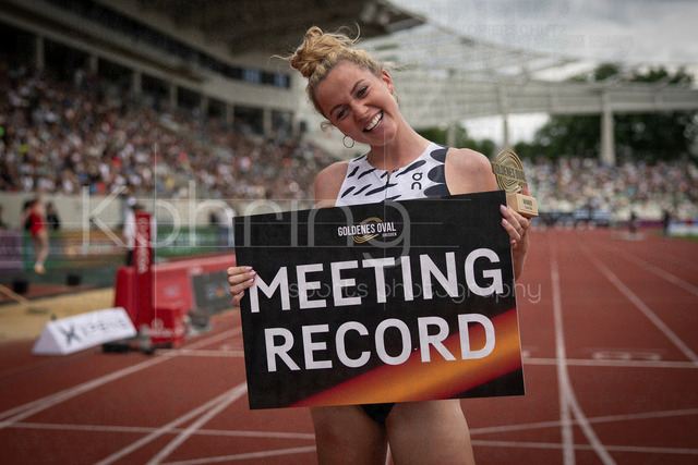 Golden Oval; Dresden, 31.05.2026 | DRESDEN , GERMANY - MAY 31:  Smilla Kolbe (GER / Germany) with a 800m meeting record of 2:00.02 during the Golden Oval Continental Tour Silver meeting on May 31, 2026 at Heinz-Steyer-Stadion in Dresden, Saxony, Germany.