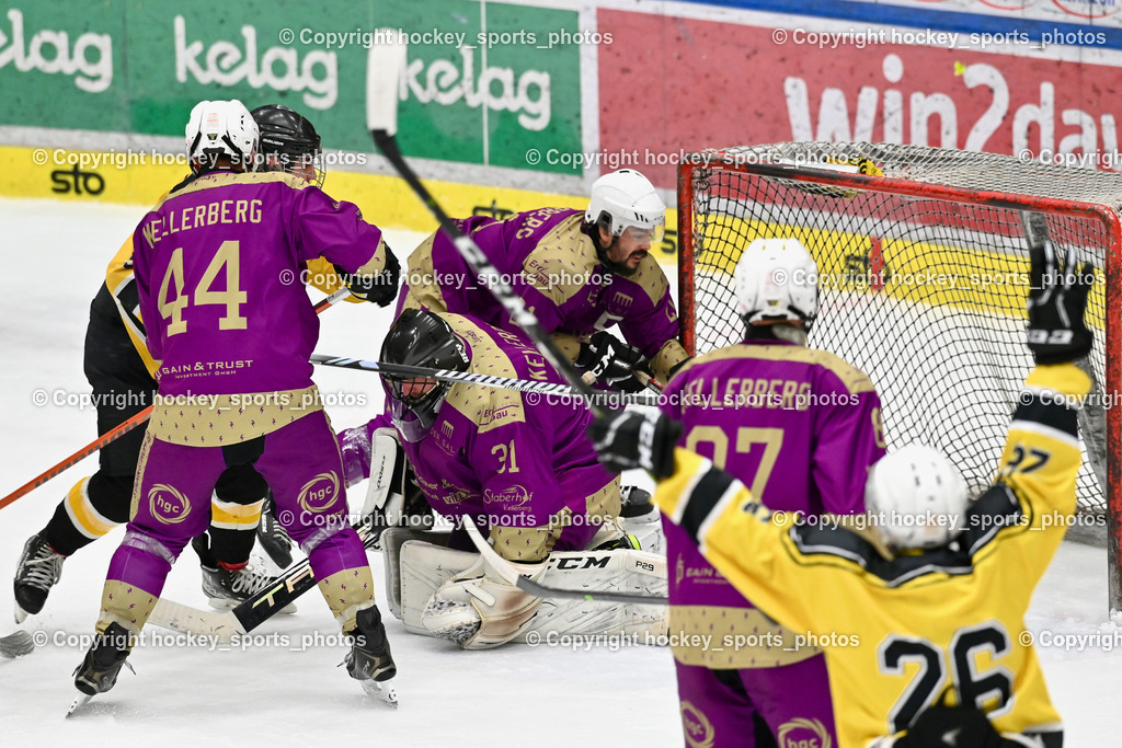 EC Kellerberg vs. EC Arnoldstein | #44 Jank David EC Kellerberg, #31 Frank Patrick EC Kellerberg, #21 Pettauer Christoph EC Kellerberg, EC Kellerberg vs. EC Arnoldstein, EC Kellerberg vs. EC Arnoldstein am 03.02.2025 in Villach (Stadthalle Villach), Austria, (Photo by Bernd Stefan)