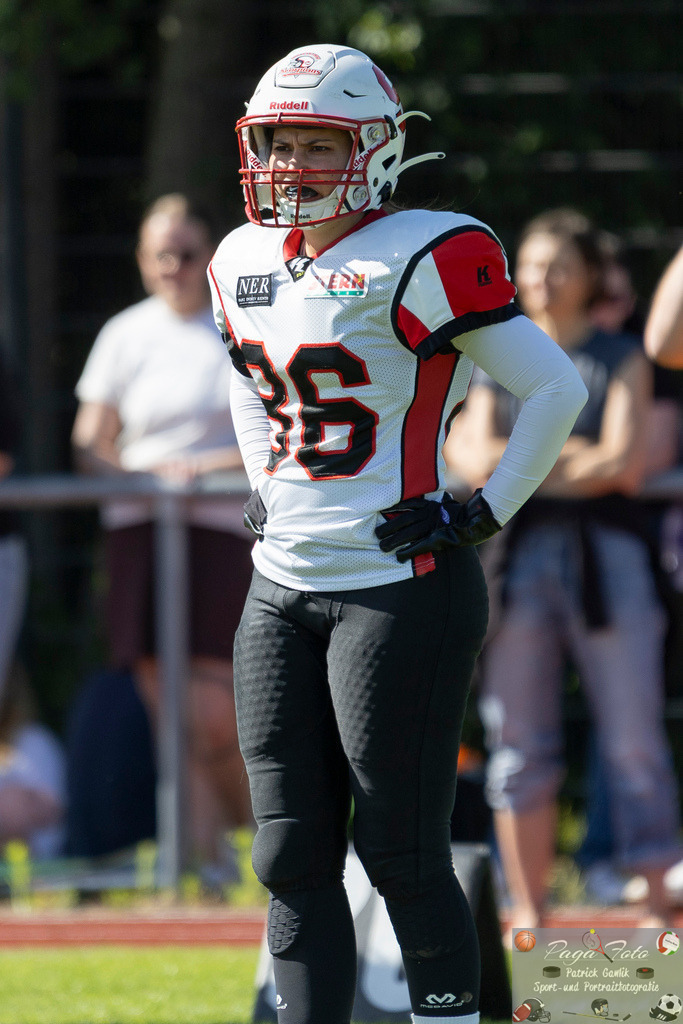 GFLW 1: German Football League Women 1: Rodgau Pioneers Ladies - Stuttgart Scorpions Sisters, 07.06.2026 | Angela Daniela Luzia Kächle (Stuttgart Scorpions Sisters #86), Freisteller, Portrait / Porträt, Rodgau Pioneers Ladies - Stuttgart Scorpions Sisters, Rodgau, Maingau-Energie-Stadion "Am Weichsee", 7.6.2026 - Realisiert mit Pictrs.com