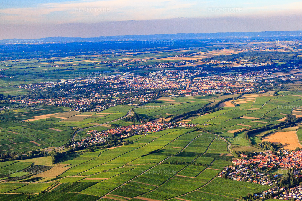 Luftbild: Ortsansicht von Südwesten im Ortsteil Arzheim in Landau im Bundesland Rheinland-Pfalz in Deutschland. Foto: IMG_51344.jpg vom 04.08.2012 durch Werner Riehm/FLY-FOTO.deAuflösung des Originals: 4697 x 3131 px
