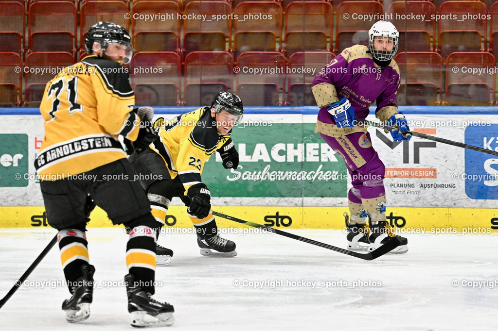 EC Kellerberg vs. EC Arnoldstein | #71 Bachlechner Markus EC Arnoldstein, #23 Galli Stefan EC Arnoldstein, #17 Erlacher Christoph EC Kellerberg, EC Kellerberg vs. EC Arnoldstein, EC Kellerberg vs. EC Arnoldstein am 03.02.2025 in Villach (Stadthalle Villach), Austria, (Photo by Bernd Stefan)