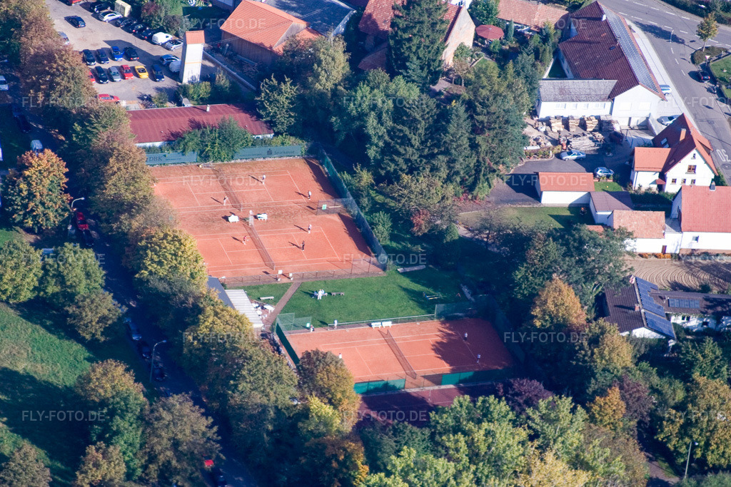 Luftbild: Tennsiplatz Mörzheim im Ortsteil Mörzheim in Landau im Bundesland Rheinland-Pfalz in Deutschland. Foto: IMG_8426.jpg vom 06.10.2007 durch Werner Riehm/FLY-FOTO.de