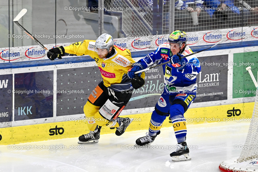 EC IDM Wärmepumpen VSV vs. Vienna Capitals | #62 Mitch Hults Vienna Capitals, #77 Philipp Lindner EC VSV, EC IDM Wärmepumpen VSV vs. Vienna Capitals, EC IDM Wärmepumpen VSV vs. Vienna Capitals am 28.01.2026 in Villach (Stadthalle Villach), Austria, (Photo by Bernd Stefan)