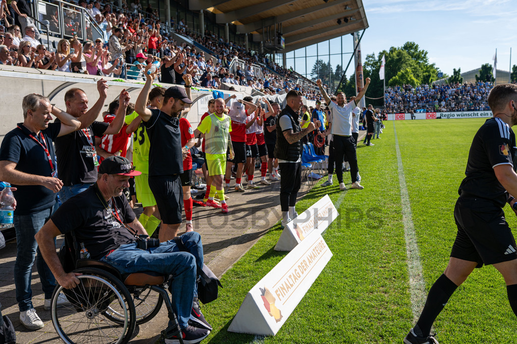Stuttgarter Kickers vs. SG Sonnenhof Großaspach, Fussball, WFV-Pokal, Finale, 23.05.2026 | Jubel nach Abpfiff bei SG Sonnenhof, Stuttgarter Kickers vs. SG Sonnenhof Großaspach, Fussball, WFV-Pokal, Finale, 23.05.2026