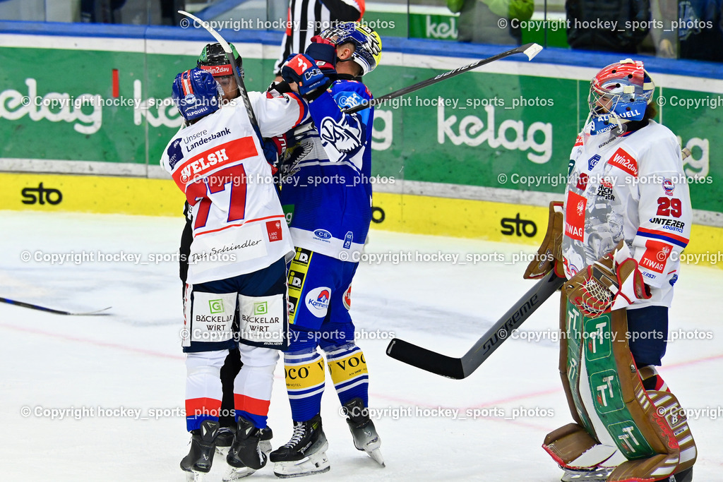 EC IDM Wärmepumpen VSV vs. HC Innsbruck  6.10.2024 | Faustkampf, #77 Welsh Nicholas HC Innsbruck, #26 VAN NES Guus EC VSV, #29#EC IDM Wärmepumpen VSV vs. HC Innsbruck  6.10.2024, EC IDM Wärmepumpen VSV vs. HC Innsbruck  am 06.10.2024 in Villach (Stadthalle Villach), Austria, (Photo by Bernd Stefan)