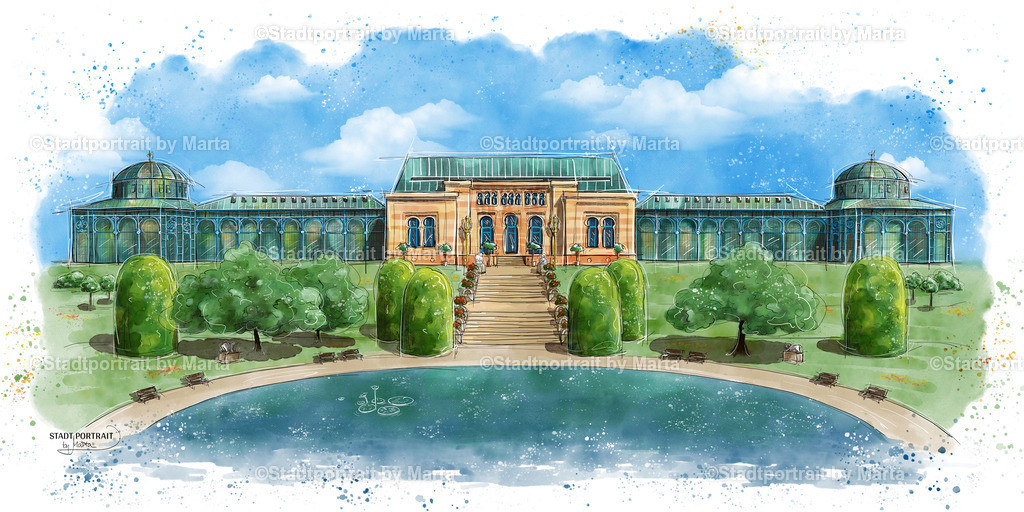 stuttgart-wilhelma-maurisches-landhaus-kunstdruck-poster-wandbild | Stadtportrait by Marta