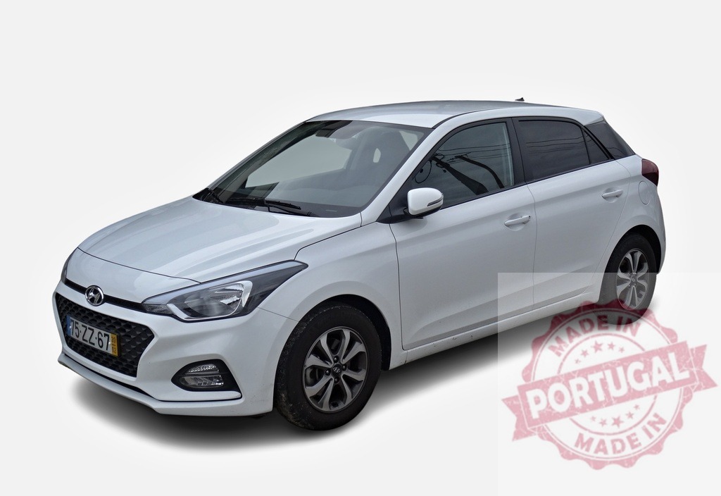 White Hyundai i20 parked, representing modern transportation and personal vehicles | Sleek white Hyundai i20 parked, embodying contemporary car design and personal mobility - Realized with Pictrs.com