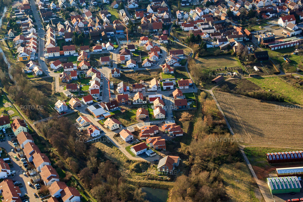 Luftbild: Neubaugebiet Am Altbach in Herxheim bei Landau im Bundesland Rheinland-Pfalz in Deutschland. Foto: IMG_37107.jpg vom 22.01.2011 durch Werner Riehm/FLY-FOTO.de