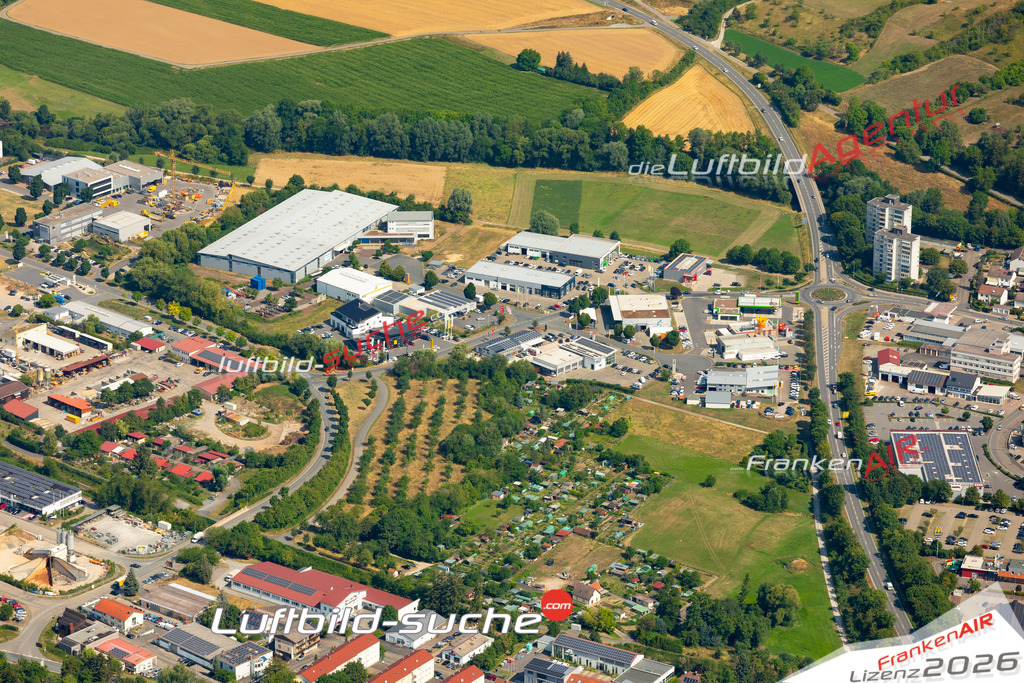 Das Luftbild zeigt : Gewerbegebiet Bad Mergentheim - Die Luftaufnahme wurde 2023 vom UL-Flugzeug aus erstellt ( keine Drohne ) - Hochauflösende Luftaufnahme - Für grossformatige Ausdrucke geeignet. Die Geschenkidee !Mit Lizenz und Bildrechte bestellbar