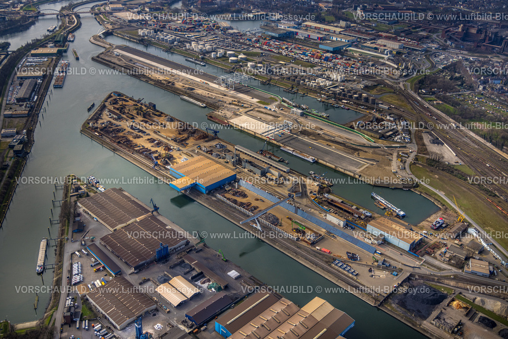 Duisburg240304246 | Luftbild, Duisport - Duisburger Hafen, Hafengebiet mit Ölinsel, Kohleninsel und Schrottinsel, Ruhrort, Duisburg, Ruhrgebiet, Nordrhein-Westfalen, Deutschland, Duisburg-N