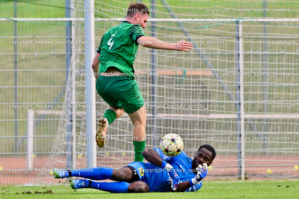 SC Landskron vs. Thal Assling  | #4 Ingo Mailänder SC Landskron, #99 Ayotunde Ezekiel Ikuepamitan Thal Assling, SC Landskron vs. Thal Assling , SC Landskron vs. Thal Assling  am 09.08.2024 in Villach (Sportanlage Landskron), Austria, (Photo by Bernd Stefan)