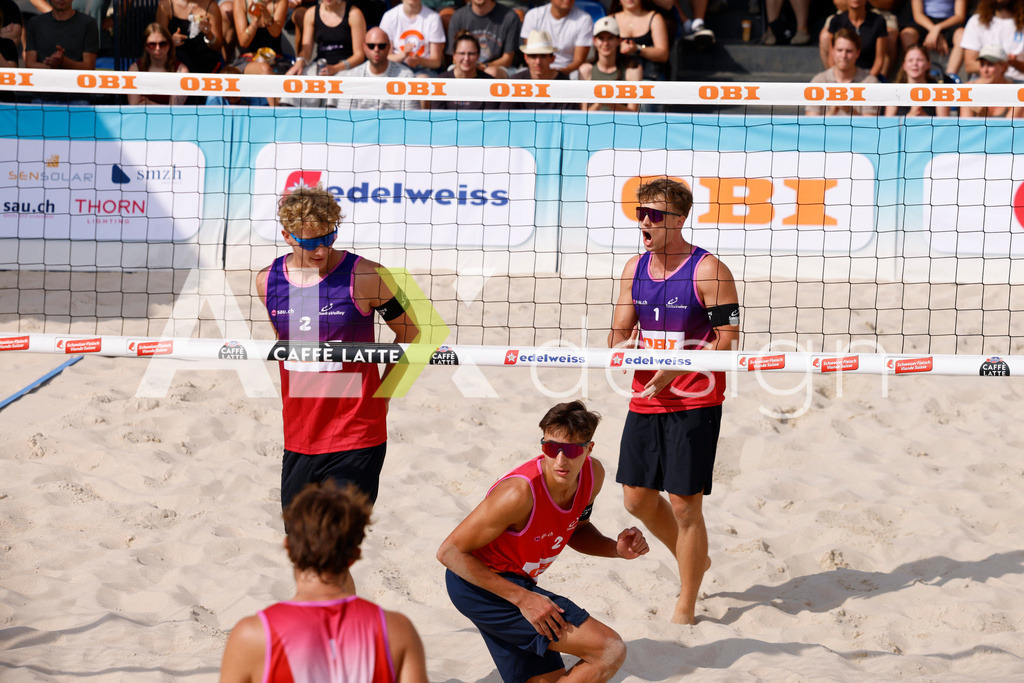 Obi BeachTour 2026 - Basel | BASEL, SWITZERLAND - JULY 19: FLORIAN BREER (SUI) and MATHIS KÄLIN (SUI) during the Obi BeachTour 2026 match between DILLIER / FLÜCKIGER (SUI) and BREER / KÄLIN (SUI) at Barfüsserplatz on July 19, 2026 in Basel, Switzerland. - Realisiert mit Pictrs.com