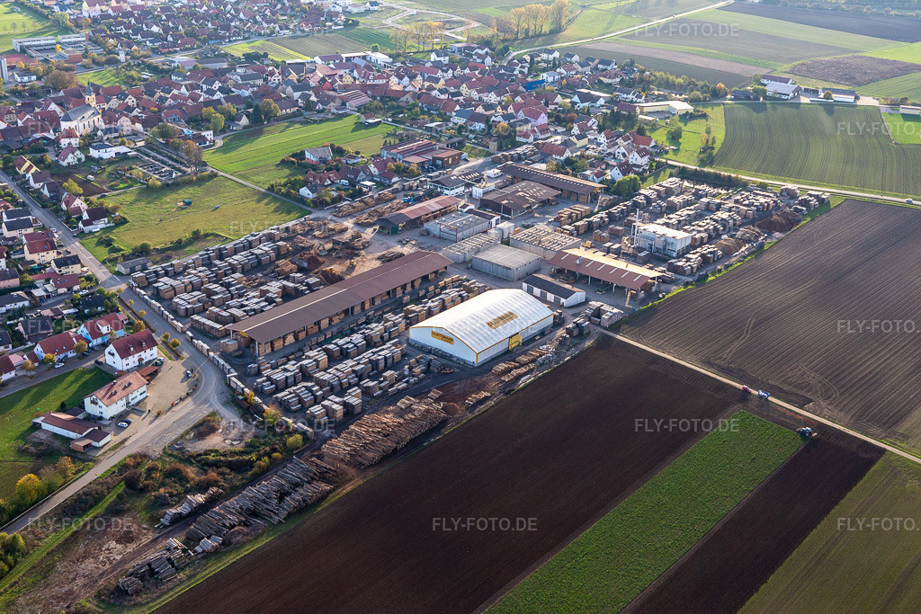 Luftbild: Gleitsmann Holzwerke im Ortsteil Unterspiesheim in Kolitzheim im Bundesland Bayern in Deutschland. Foto: IMG_119669.jpg vom 26.10.2019 durch Werner Riehm/FLY-FOTO.de