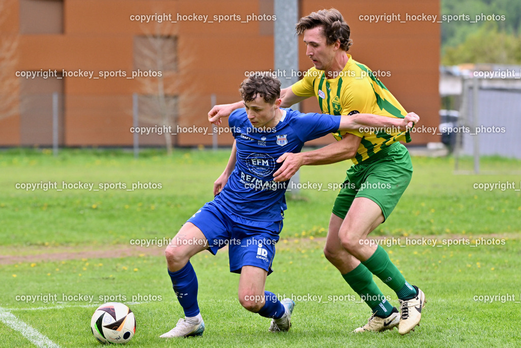 WSG Radenthein vs. Union Matrei | #7 Julian Egger Union Matrei, #9 Rafael Lax WSG Radenthein, WSG Radenthein vs. Union Matrei, WSG Radenthein vs. Union Matrei am 26.04.2025 in Radenthein (Sportplatz Radenthein), Austria, (Photo by Bernd Stefan)
