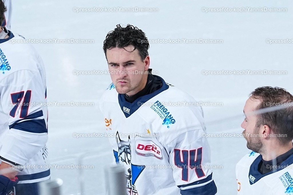 xydr03102501363 | 03.10.2025, xydrx, Eishockey, DEL2, Düsseldorfer EG - EC Kassel Huskies, PSD Bank Dome Düsseldorf: Mitchell Hoelscher (EC Kassel Huskies #44)