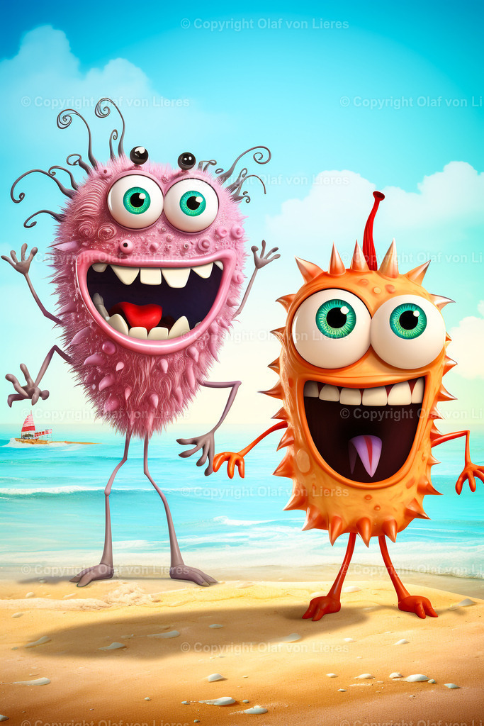 Monster mit großen Augen | Monster pink und gelb