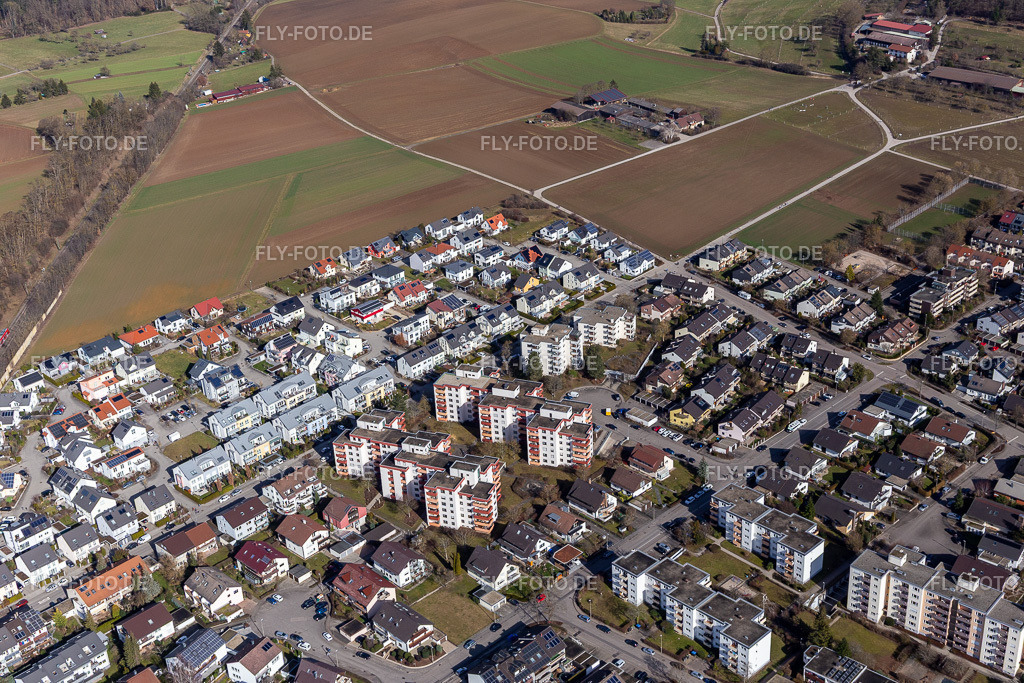 Neubaugebiet Germanenweg, Keltenstr | Luftbild: Neubaugebiet Germanenweg, Keltenstr in Renningen im Bundesland Baden-Württemberg in Deutschland. Foto: IMG_124964.jpg vom 20.02.2021 durch ©2025 Werner Riehm fly-foto.de/copyright - Realisiert mit Pictrs.com