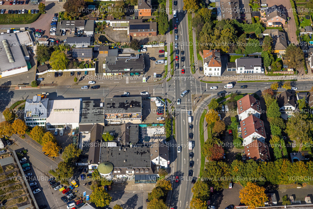 Dinslaken241009079 | Luftbild, Straßenkreuzung Weseler Straße Bundesstraße B8 und Hedwigstraße Luisenstraße, Bruch, Dinslaken, Ruhrgebiet, Nordrhein-Westfalen, Deutschland