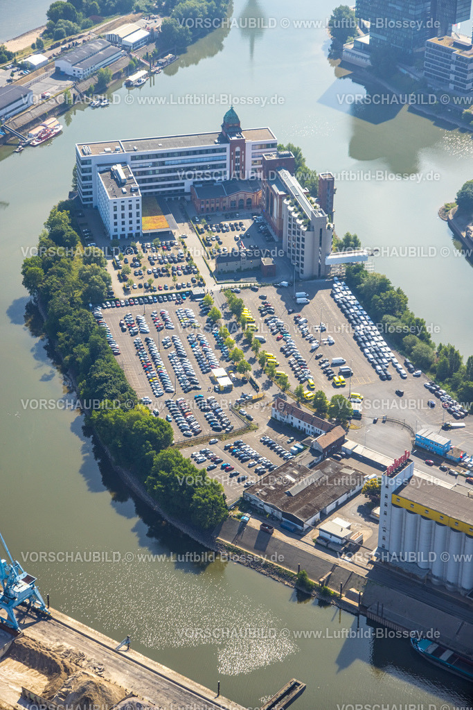 Duesseldorf220700854 | Luftbild, Medienhafen, Plange Mühle Klinikgebäude sowie Büro- und Wohngebäude, Hafen, Düsseldorf, Rheinland, Nordrhein-Westfalen, Deutschland