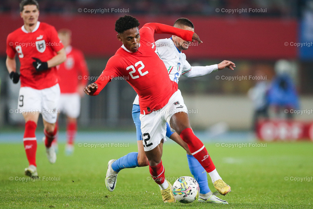 A_LUI_20221120_0013 | SPORT FUSSBALL TESTSPIEL  ÖSTERREICH VS ITALIEN
IM BILD: Junior Adamu (Österreich),


FOTO:FOTOLUI/UW