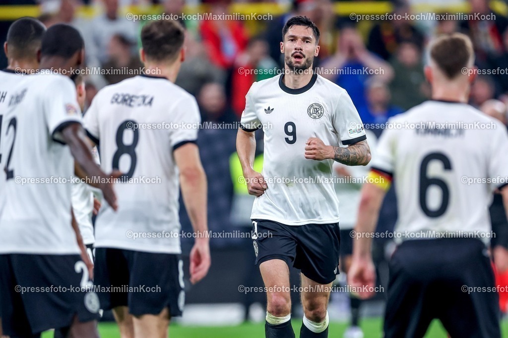 DFB23032502187 | 23.03.2025, Fußball, Viertelfinale UEFA Nations League, Deutschland - Italien, Signal Iduna Park, Saison 2024 2025: Tim Kleindienst (GER #09) DFB regulations prohibit any use of photographs as image sequences and or quasi-video.