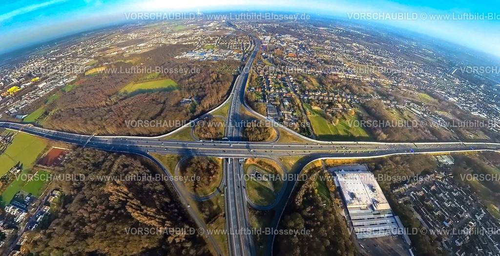 Recklinghausen240190087BAB-KreuzA2A43 | Luftbild, Autobahnkreuz Recklinghausen, BAB Autobahn A2 und Autobahn A43, Hohenhorster Waldgebiet, Wohngebiet Recklinghuasen-Süd, METRO Großhandel Recklinghausen, Erdkugel, Fisheye Aufnahme, Fischaugen Aufnahme, 360 Grad Aufnahme, tiny world, little planet, fisheye Bild, , Unna, Ruhrgebiet, Nordrhein-Westfalen, Deutschland