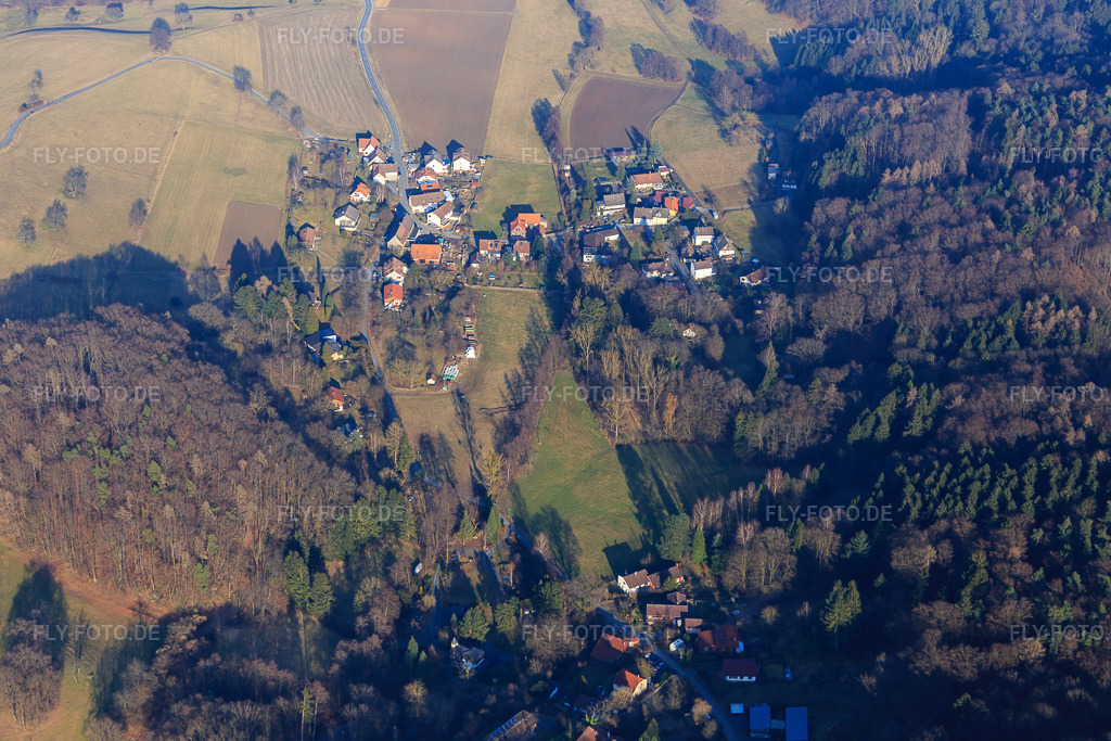 Luftbild: Ortsteil Webern aus Südwesten im Ortsteil Klein-Bieberau in Modautal im Bundesland Hessen in Deutschland. Foto: IMG_096617.jpg vom 14.02.2017 durch Werner Riehm/FLY-FOTO.de