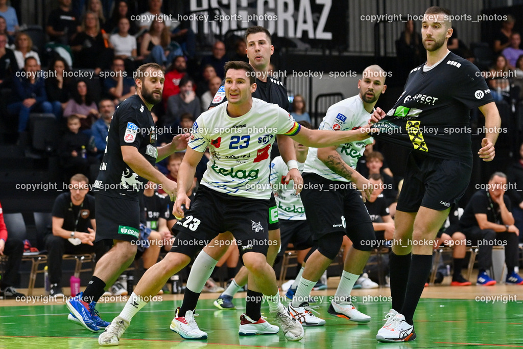 HSG Holding Graz vs. SC Ferlach 16.9.2022 | #23 KOCBEK Jure, #6 PISARIC Djordje, #23 BELOS Nemanja