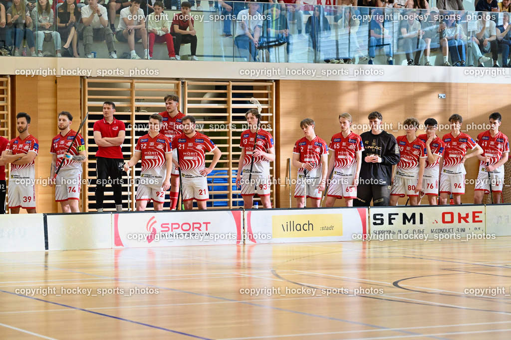 VSV Unihockey vs. KAC Floorball | Headcoach KAC Floorball Janne Hukka, KAC Floorball Spielerbank, VSV Unihockey vs. KAC Floorball, VSV Unihockey vs. KAC Floorball am 12.04.2025 in Villach (Ballspielhalle St. Martin), Austria, (Photo by Bernd Stefan)