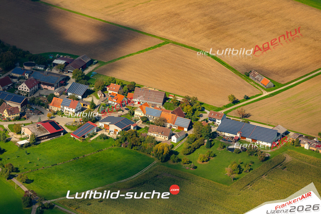 Schöne Luftaufnahme als Geschenk in Funkstatt Schrozberg - Die Luftbildaufnahme wurde 2025 vom UL-Flugzeug heraus erstellt ( keine Drohne ) - Hochauflösende Luftaufnahme -Nicht vergleichbar mit Google Maps oder Satelittenbilder- Die Geschenkidee !Mit Lizenz und Bildrechte bestellbar