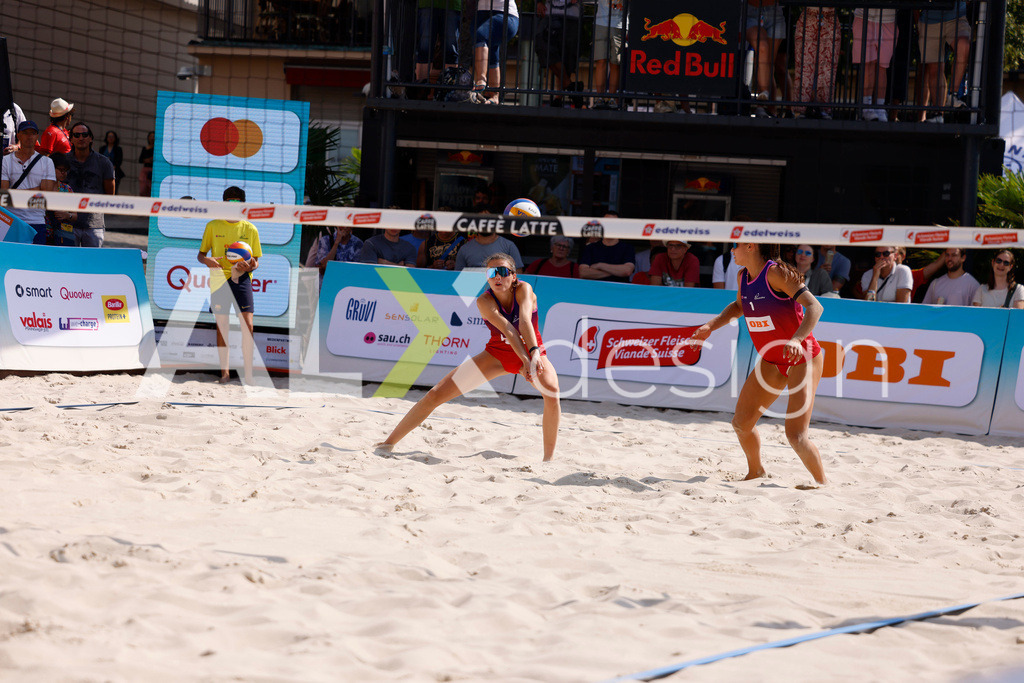 Obi BeachTour 2026 - Basel | BASEL, SWITZERLAND - JULY 19: NADINE DEMIERRE (SUI) during the Obi BeachTour 2026 match between BOSSART / ABBÜHL (SUI) and FLÜCKIGER / DEMIERRE (SUI) at Barfüsserplatz on July 19, 2026 in Basel, Switzerland. - Realisiert mit Pictrs.com