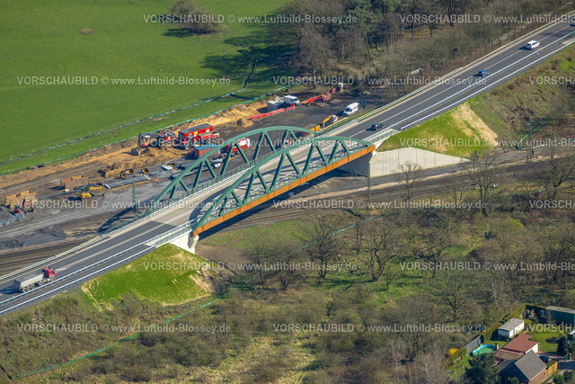 Wesel240310652 | Luftbild, Lippemündungsraum NSG Naturschutzgebiet Lippemündung, eingesetzte Brücke Willy-Brandt-Straße Bundesstraße B8 über Bahngleise, Ausbau der Betuweroute und Betuwe-Linie Eisenbahnstrecke, Wesel, Nordrhein-Westfalen, Deutschland
