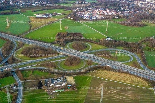 Witten230102436 | Luftbild, Autobahnkreuz Dortmmund/Witten, A45 und A44, Persebeck, Dortmund, Ruhrgebiet, Nordrhein-Westfalen, Deutschland