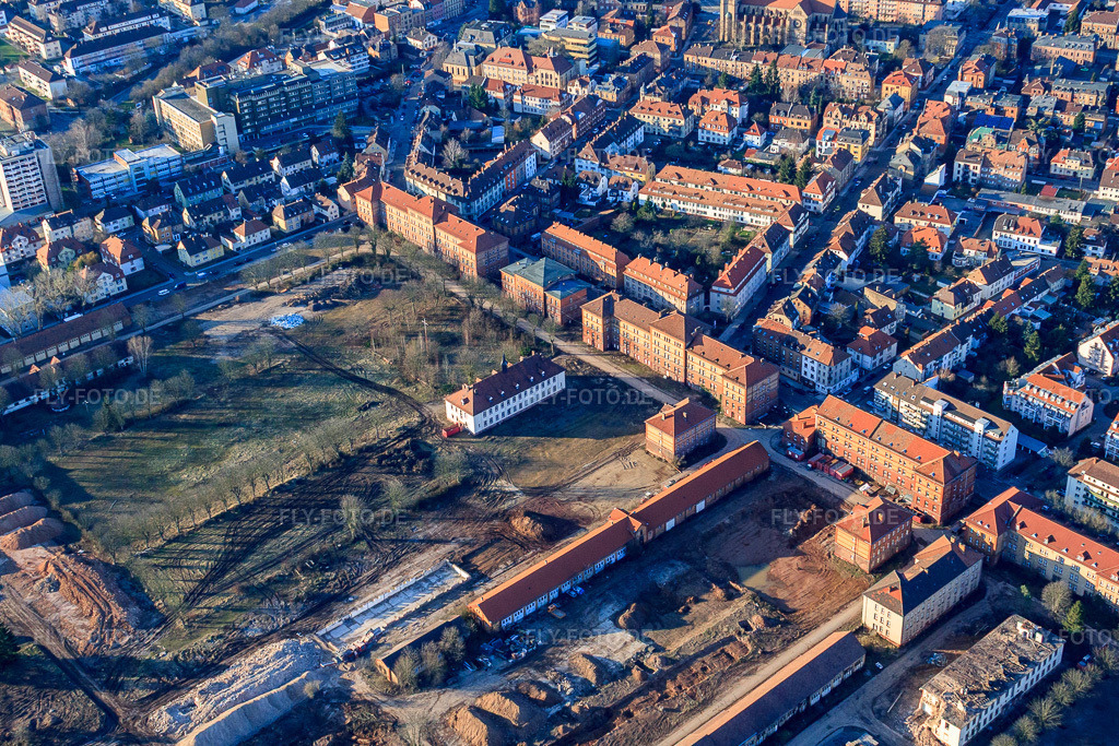 Luftbild: Erschließungsarbeiten für das Landesgartenschau Geländes in Landau in der Pfalz im Bundesland Rheinland-Pfalz in Deutschland. Foto: IMG_37175.jpg vom 22.01.2011 durch Werner Riehm/FLY-FOTO.deAuflösung des Originals: 4493 x 2995 px