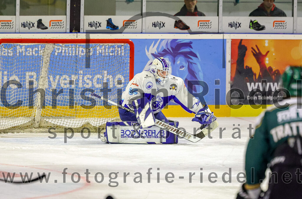 2025-09-26_127_TSV_Erding_gegen_SC_Riessersee | Erding, Deutschland, 26.09.2025:Eishockey, Oberliga Süd 2025 / 2026, 3. Spieltag, TSV Erding gegen SC Riessersee, Endergebnis: 3:5Torwart Patrik Mühlberger (SC Riessersee, #65)Foto: Christian Riedel / fotografie-riedel.net