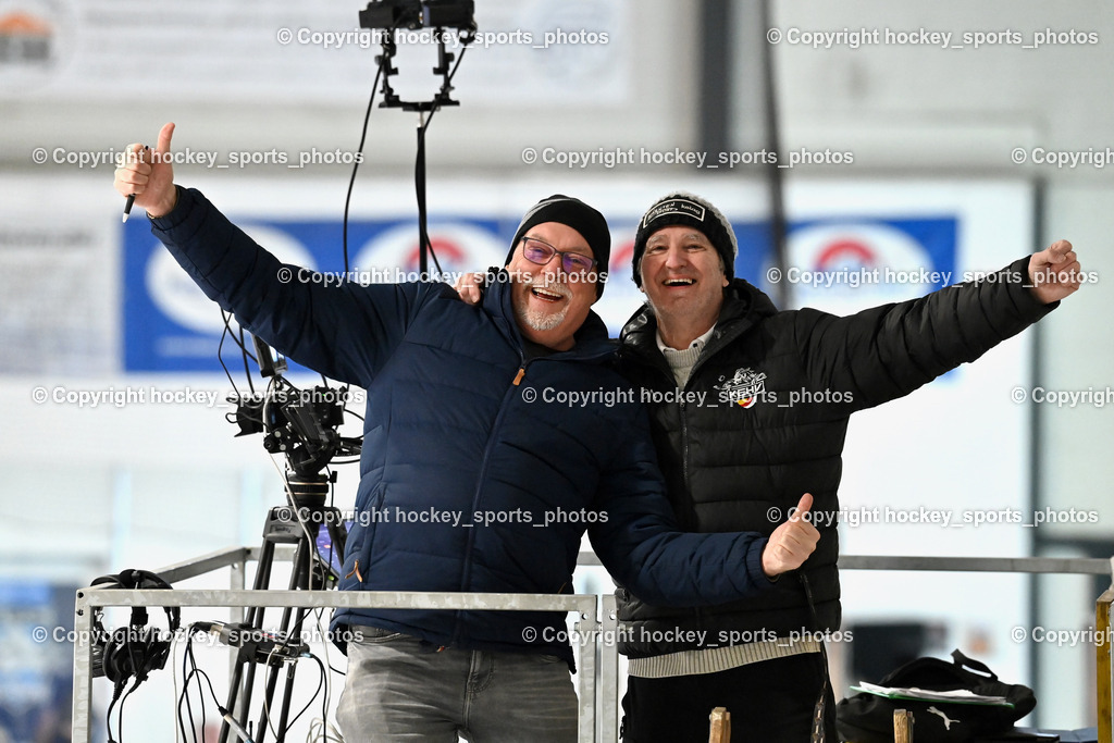 ESC Sparkasse Steindorf vs. ESV Ferlach | Sportfan Team, Rüdiger Wratschnig Star Experte, Ernst Krawagner, ESC Sparkasse Steindorf vs. ESV Ferlach, ESC Sparkasse Steindorf vs. ESV Ferlach am 22.02.2026 in Steindorf  (Ossiachersee Halle ), Austria, (Photo by Bernd Stefan)