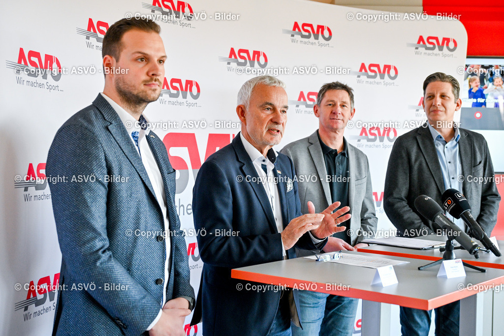 ASVÖ_ Pressekonferenz Spendentool_ 05.03.2026-21 | 05.03.2026, GRAZ, AUT, ASVÖ, Pressekonferenz Spendentool, Wie ermöglichen Spenden, im Bild Christoph Högler (FanInvest), Peter Reichl (Präsident ASVÖ Österreich), Björn Lobenwein (Obmann Dynamo Sport), Michael Horvath, (Vize Präsident ASVÖ Steiermark)© ASVÖ Steiermark/Dostal - Realisiert mit Pictrs.com
