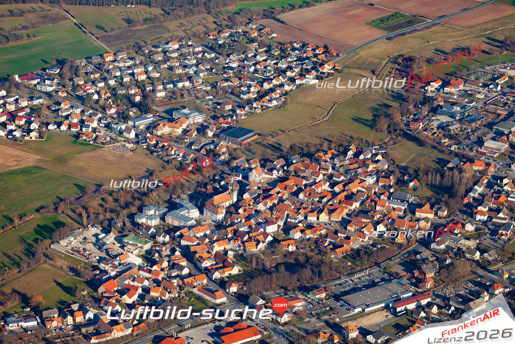 Das Luftbild der Stadt Burgebrach wurde 2019 vom Flugzeug heraus erstellt (keine Drohne) Aufnahmehöhe ca.400 Meter- hohe Auflösung- beste Druck-Qualität garantiert!