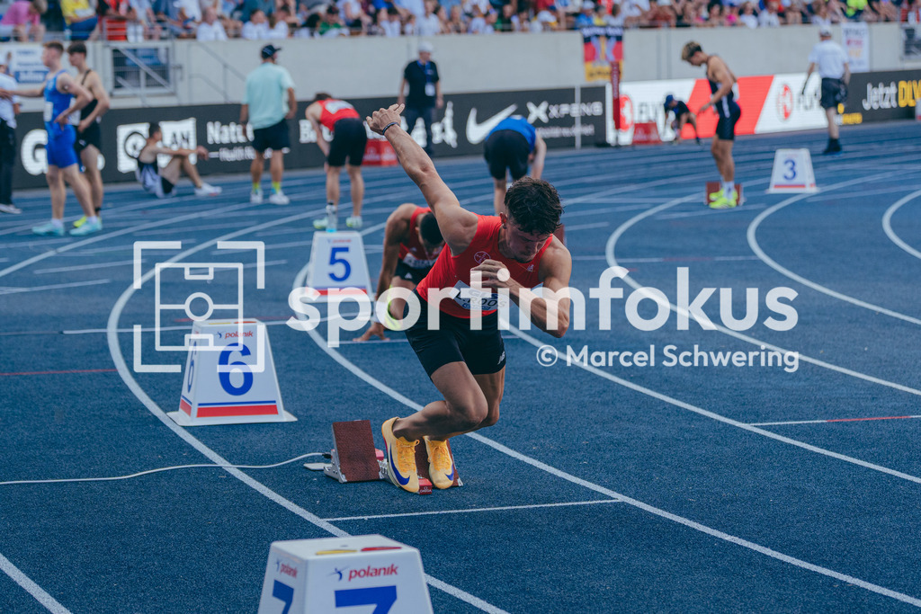 Deutsche Meisterschaften der Frauen und Männer 2026 | Lennart Roos, TSV Bayer 04 Leverkusen, 400 Meter Hürden, Halbfinale, Deutsche Meisterschaften der Frauen und Männer 2026, Lohrheidestadion Bochum-Wattenscheid, 25.07.2026. Foto: Marcel Schwering / sportimfokus - Realisiert mit Pictrs.com