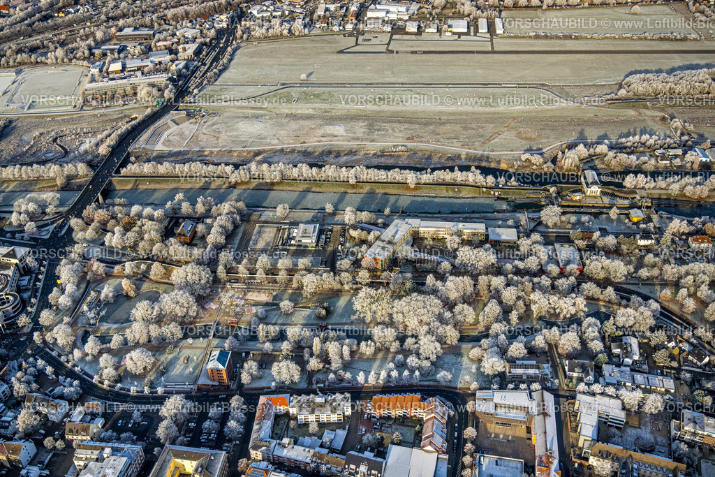 Hamm221202968 | Luftbild, Winterliche City, Erlebensraum Lippeauen, Flugplatz Lippewiesen, Mitte, Hamm, Ruhrgebiet, Nordrhein-Westfalen, Deutschland