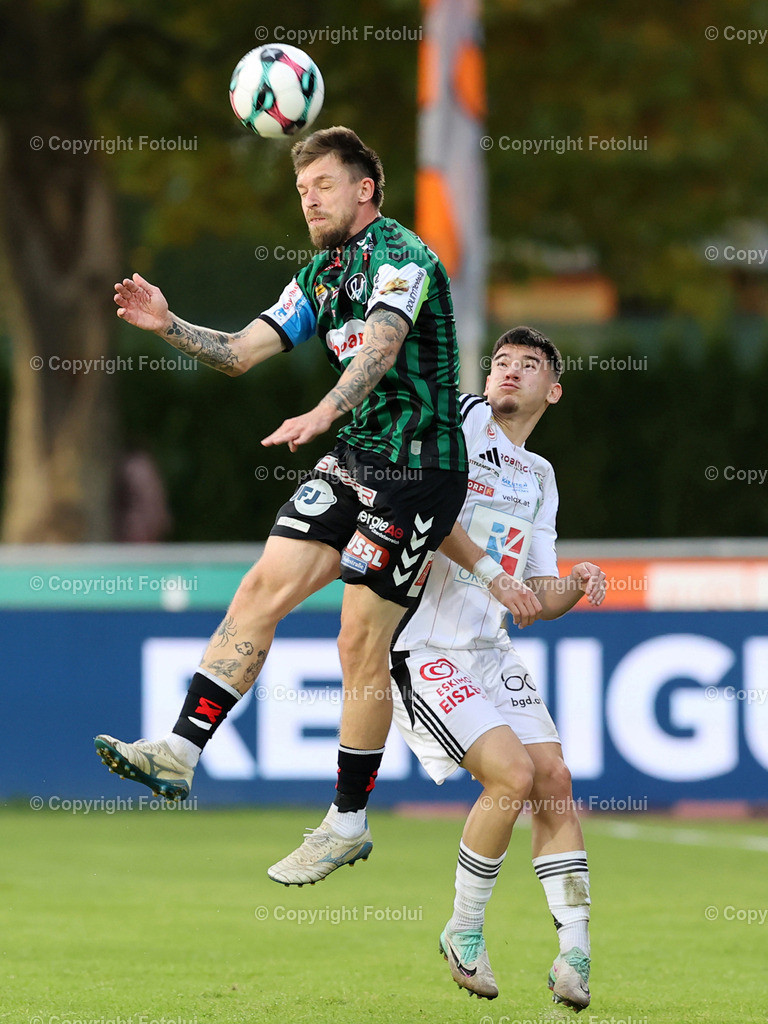 A_LUI_18102025_00013 | SPORT FUSSBALL ADMIRAL BUNDESLIGA RZ PELLETS WAC-SV OBERBANK RIED 18.10.25 IM BILD: BORIS MATIC  (WAC) UND PHILIPP POMMER (RIED)FOTO:FOTOLUI/MW